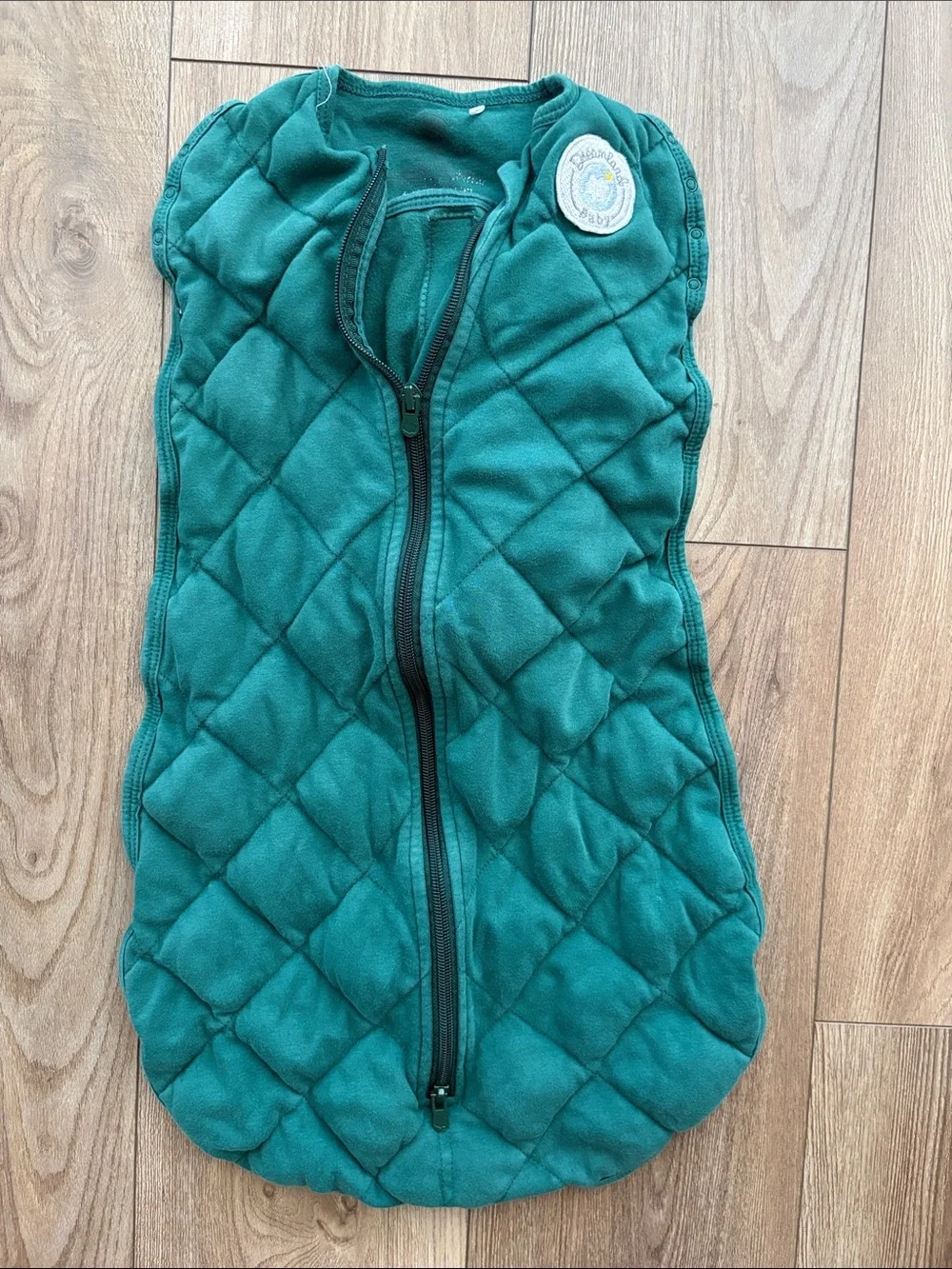 Quilted weighted  green Baby Sleep Sack Puffer with Front Zipper